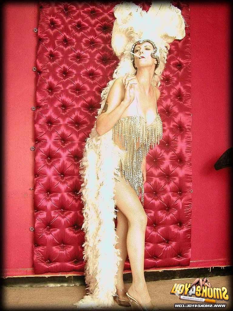 14P Katja puts on a great show as smoking Vegas showgirl