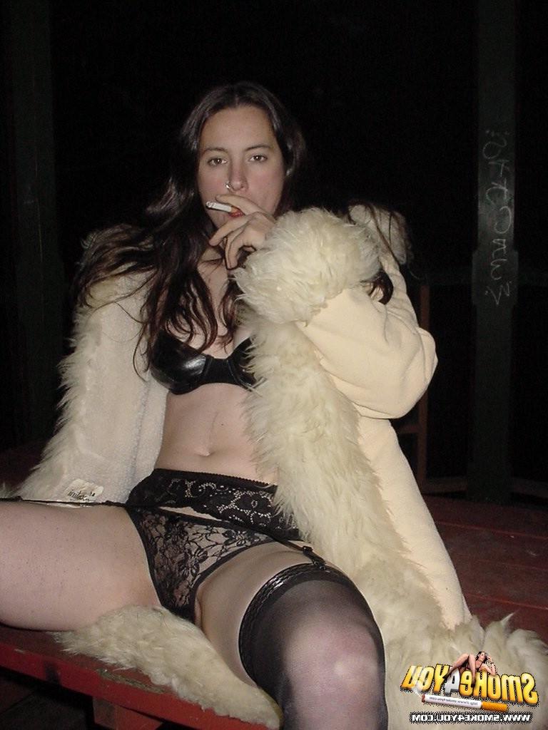 16P Abigail is catching a smoke at a crazy fetish party