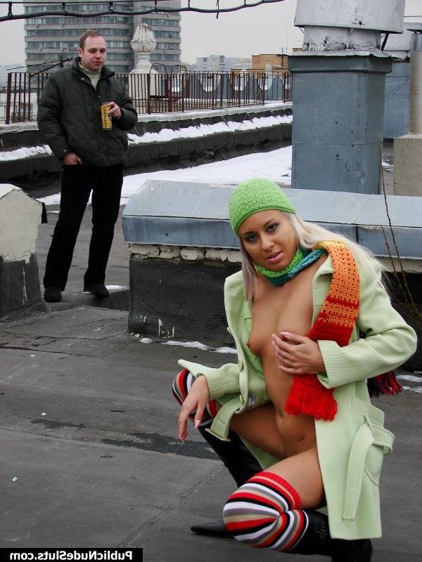 15P Naughty babe goads her girlfriend into lesbian experiments in public
