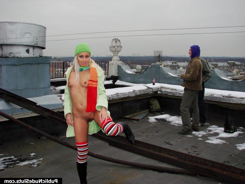 15P Naughty babe goads her girlfriend into lesbian experiments in public