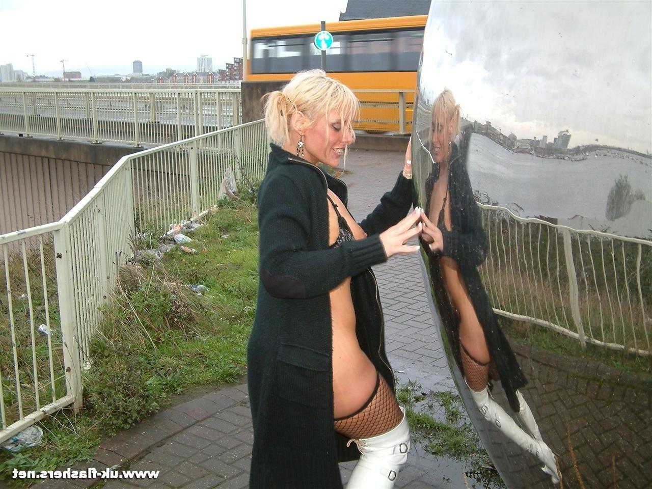 16P Blonde pornstars public nudity causing traffical havoc by flashing british roads