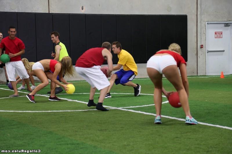 16P College girls play strip dodgeball before an orgy