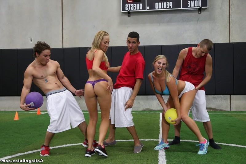 16P College girls play strip dodgeball before an orgy