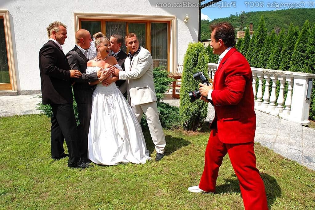 16P Nasty bride sucking and riding five cocks