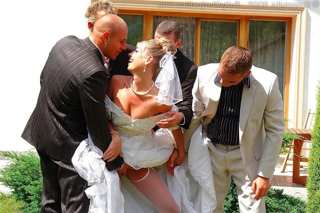 16P Nasty bride sucking and riding five cocks