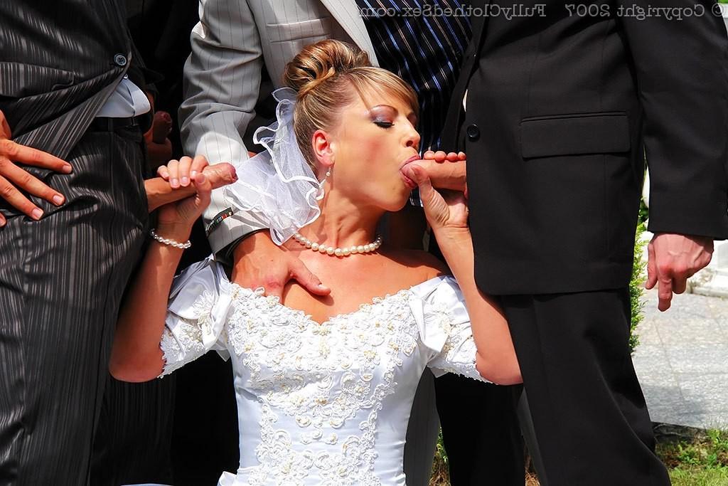 16P Nasty bride sucking and riding five cocks