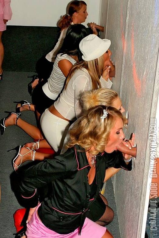 19P Cock addicted ladies at a monster gloryhole suck off party