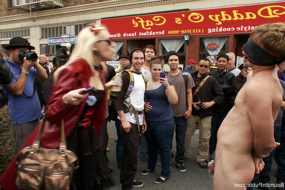 24P Slave gay gets tied up, pissed and fucked outdoor in public