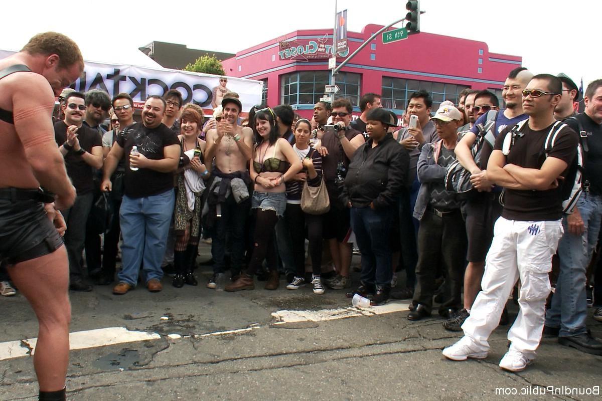 24P Slave gay gets tied up, pissed and fucked outdoor in public