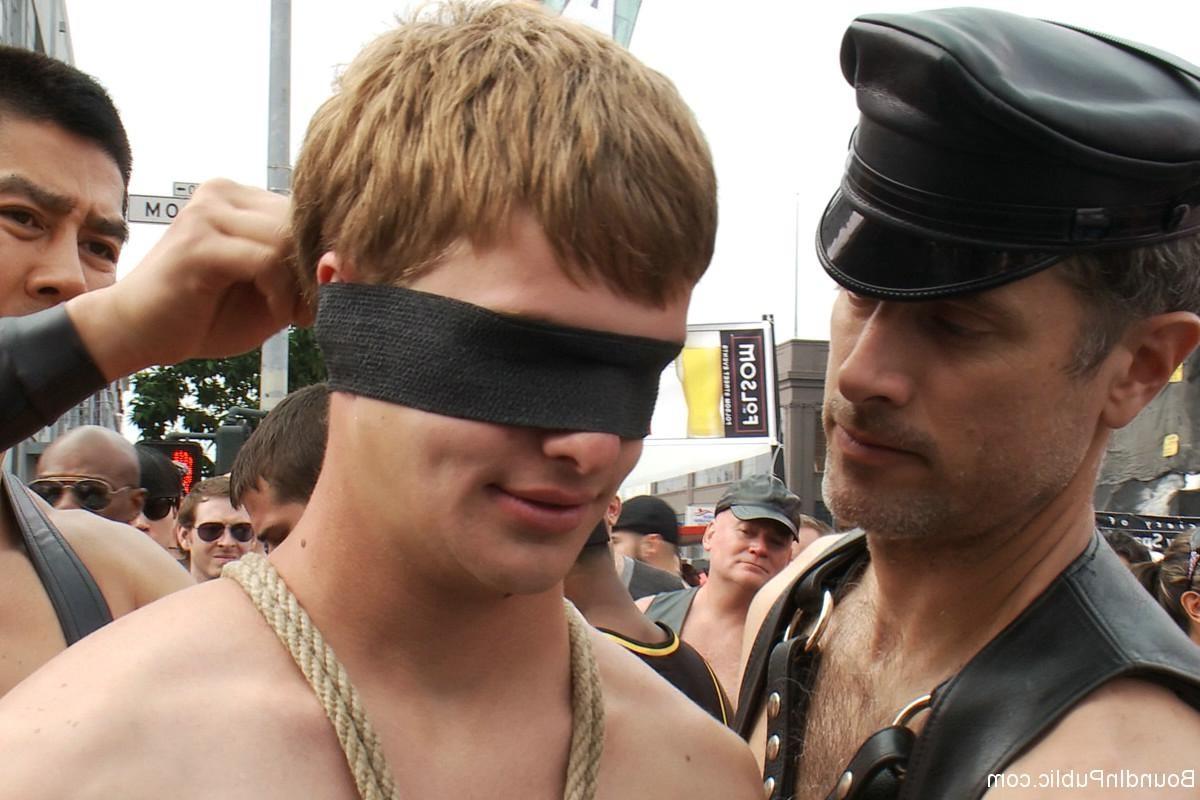 24P Slave gay gets tied up, pissed and fucked outdoor in public