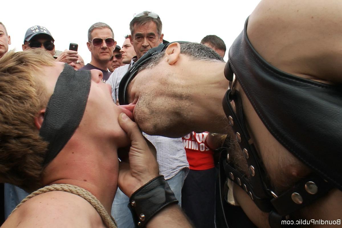 24P Slave gay gets tied up, pissed and fucked outdoor in public
