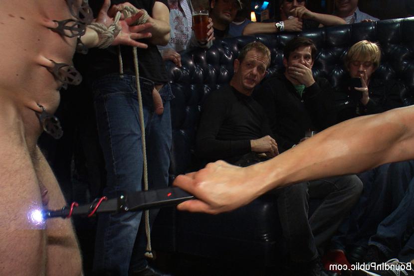 15P Muscle dude gets gang fucked on a pool table in public.