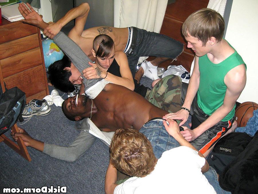 16P Horny fucking dudes play a crank on their horny gay roommate jerking off in the 