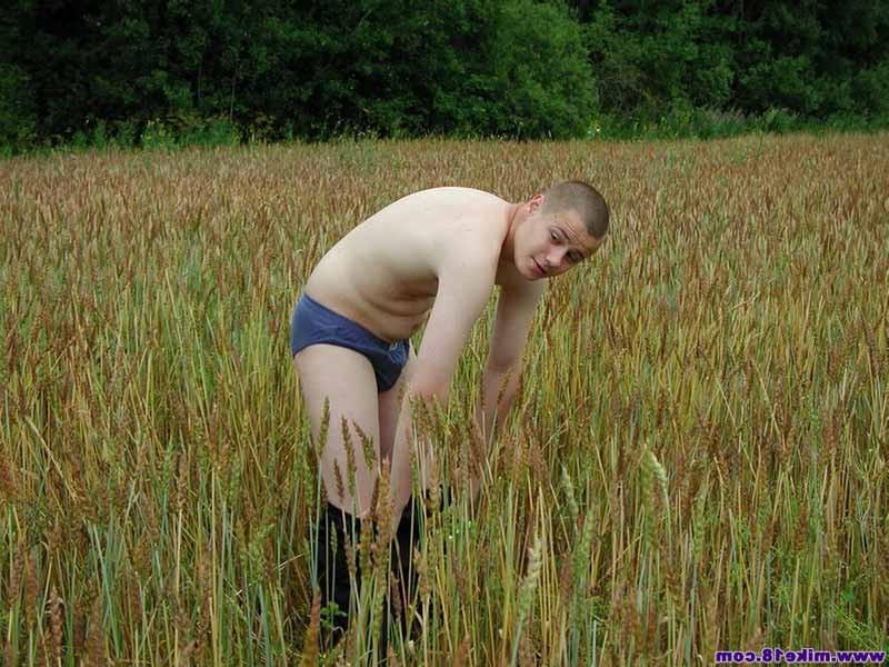 16P Twink boy Den plays penis in the field rubbing his teen cock on