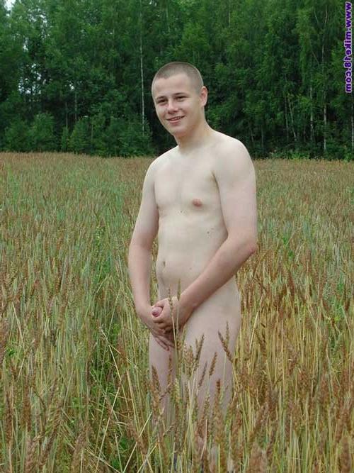 16P Twink boy Den plays penis in the field rubbing his teen cock on