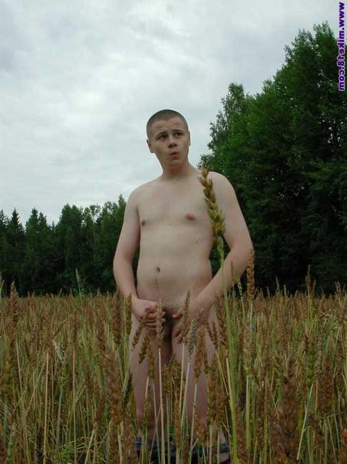16P Twink boy Den plays penis in the field rubbing his teen cock on