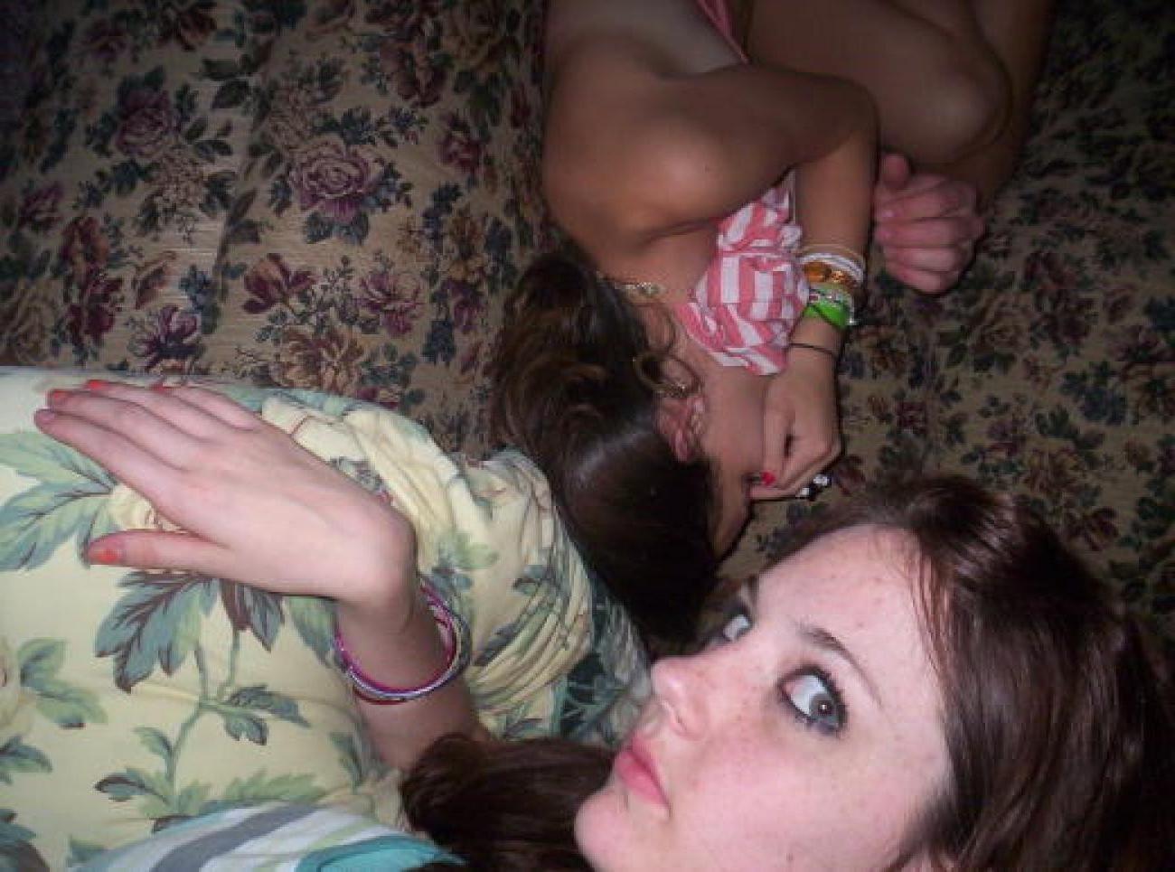 15P Teen chicks getting wasted and nasty during sleepover