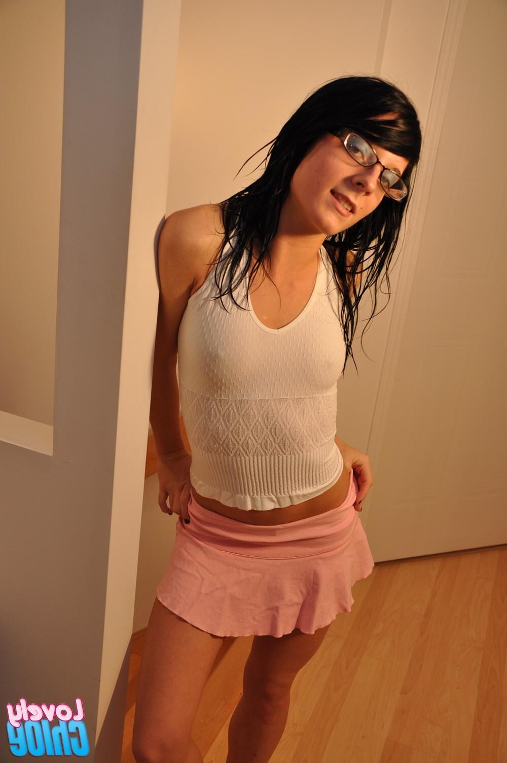 16P Skinny teen in glasses