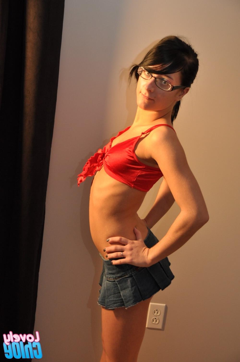 16P Skinny teen in glasses