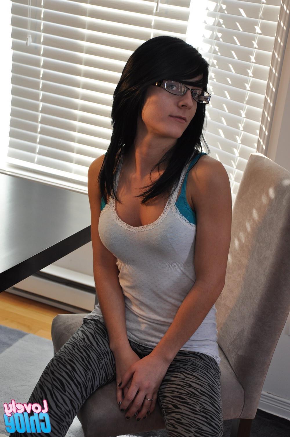 16P Skinny teen in glasses