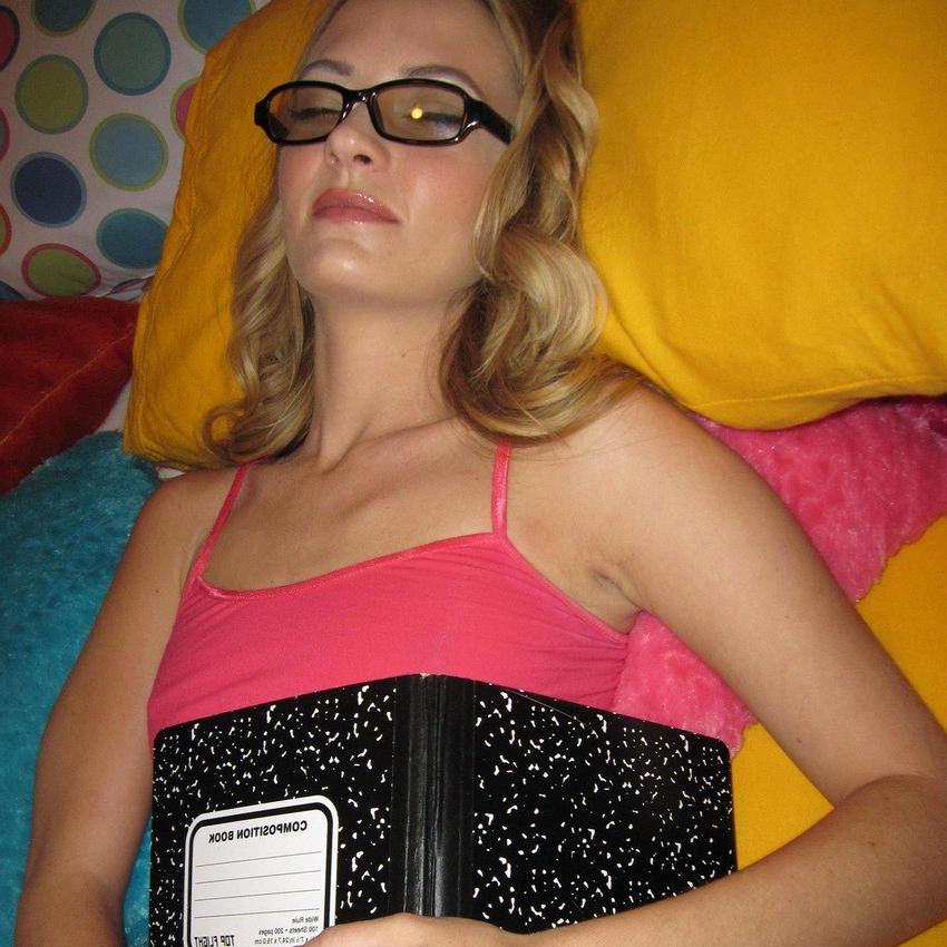 20P Cute nerdy girl wearing glasses fucked while asleep