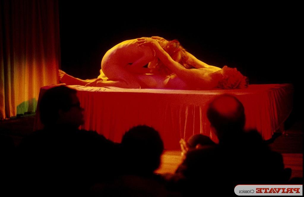 15P Flexibility vintage girls dancing and fucking in public sex show