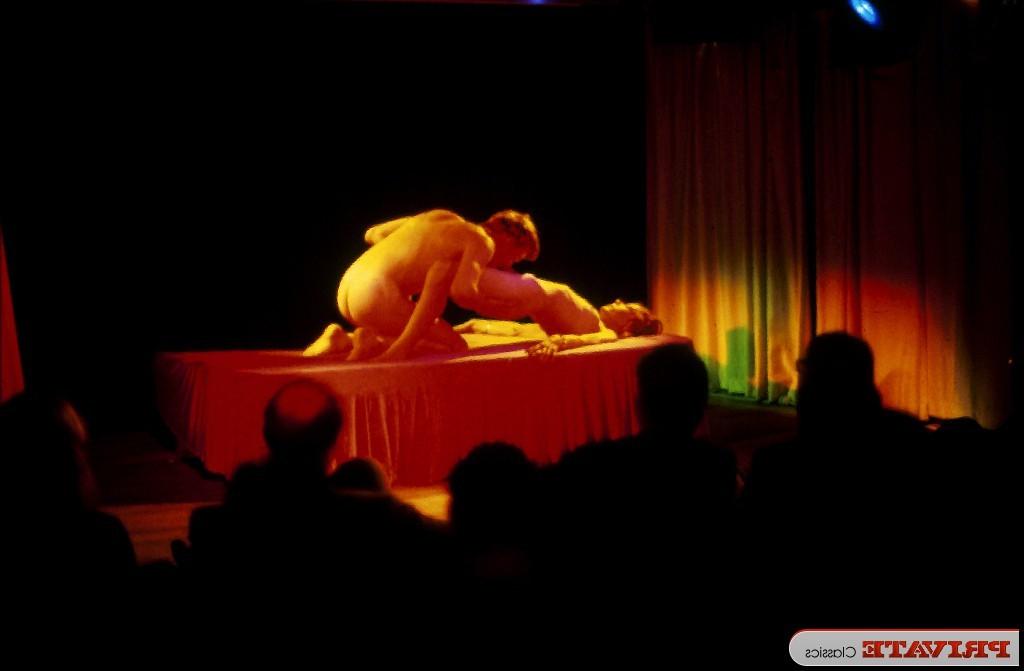 15P Flexibility vintage girls dancing and fucking in public sex show