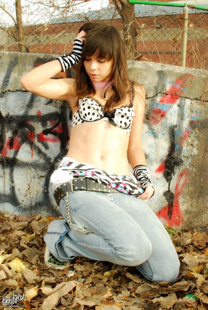 15P Cute punk teen girl outdoors