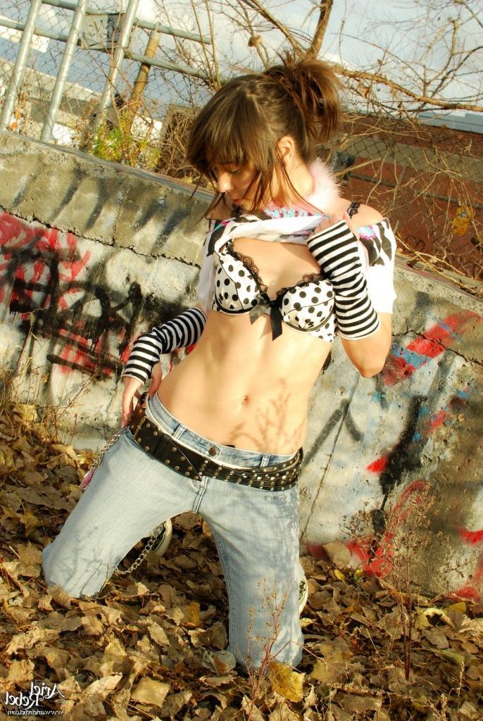 15P Cute punk teen girl outdoors