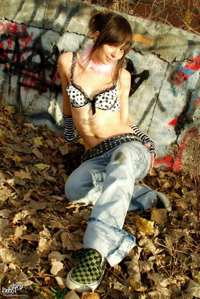 15P Cute punk teen girl outdoors