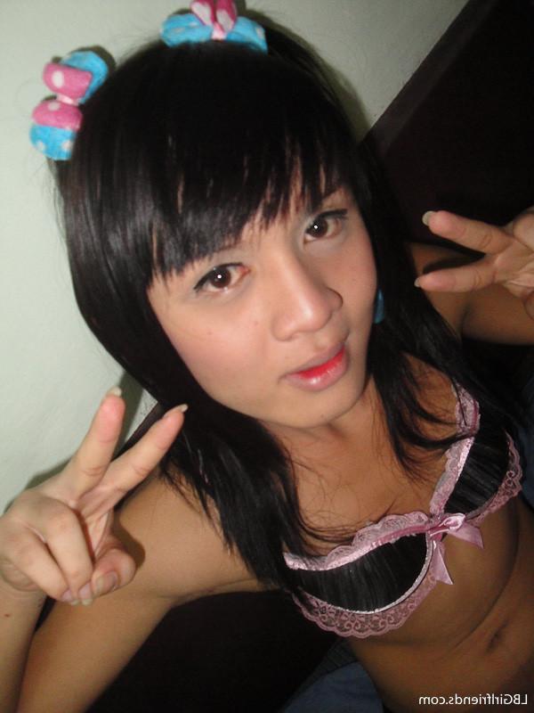 15P Cute Ladyboy Girlfriend Exposing Her Perky Tits And Tiny Shemale Cock