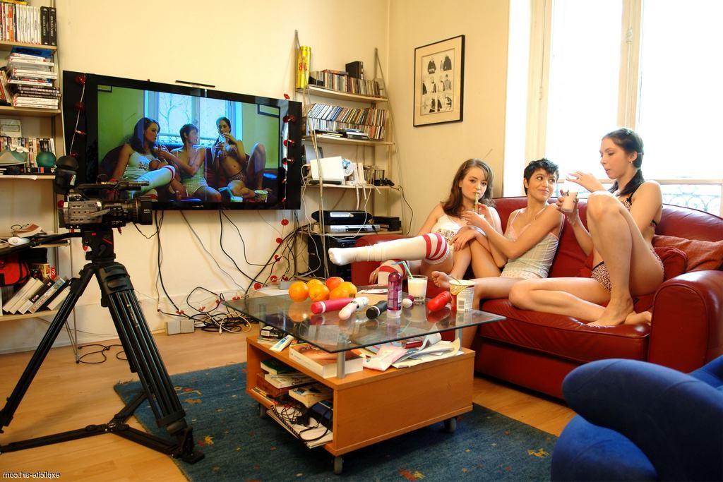 15P Three teen lesbians have a sleepover to play and tease pussies