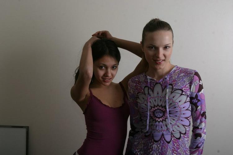 15P Two very beautiful nasty teen models flashing nude on camera