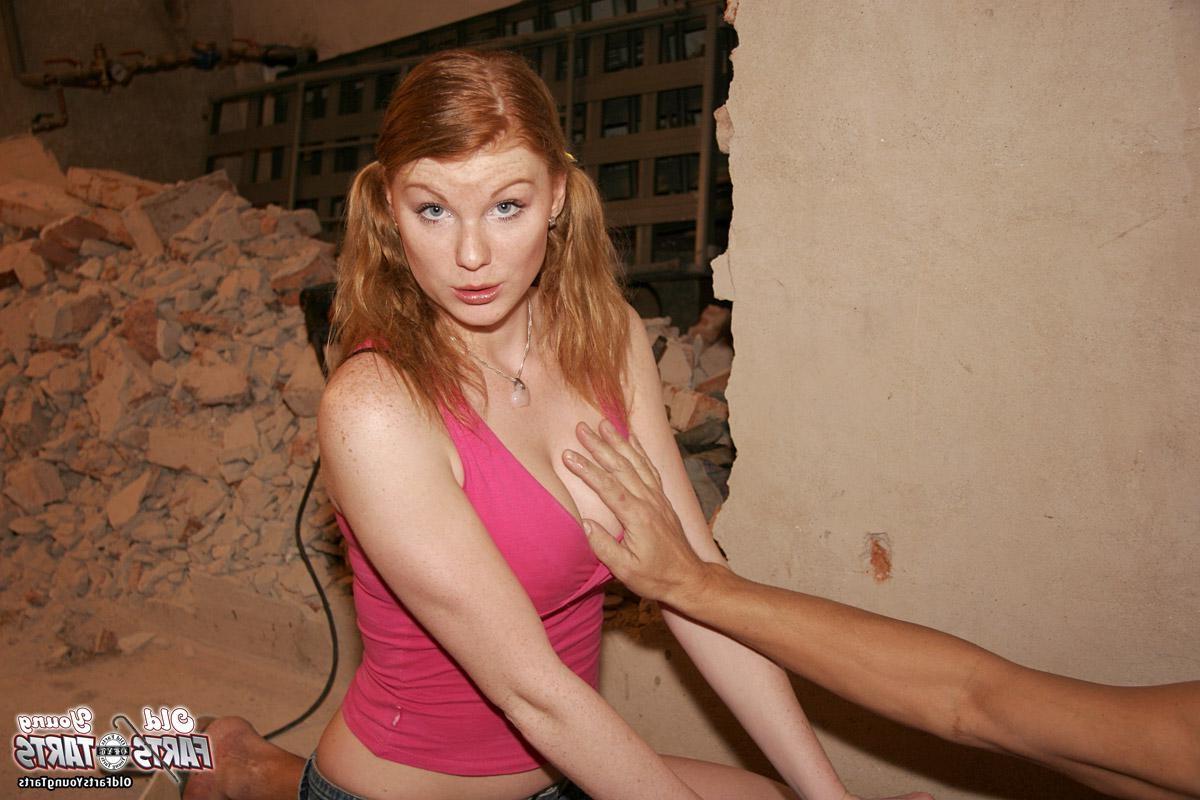 12P Teenage redhead splattered with cum by the raunchy senior