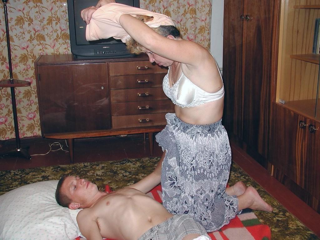 19P Horny blonde mature loves sucking and humping a young cock