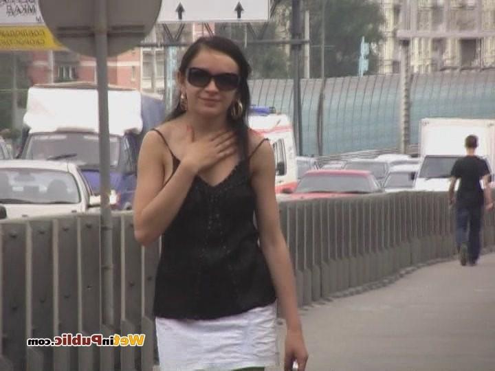 12P Chickie in sunglasses feels abashed with her public widdling disgrace