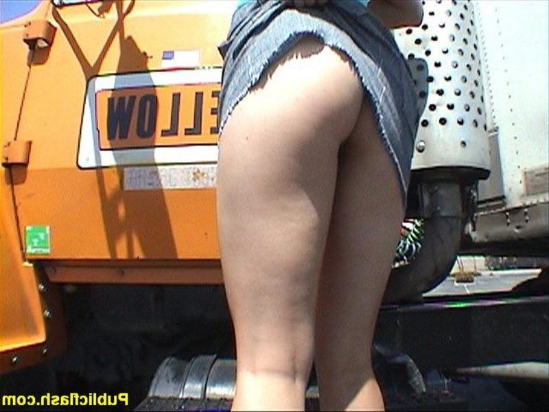 16P Kinky dildo in pussy play in public on a truck bed