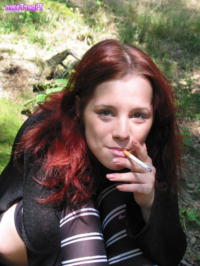 16P Busty redhead teen in socks outdoors