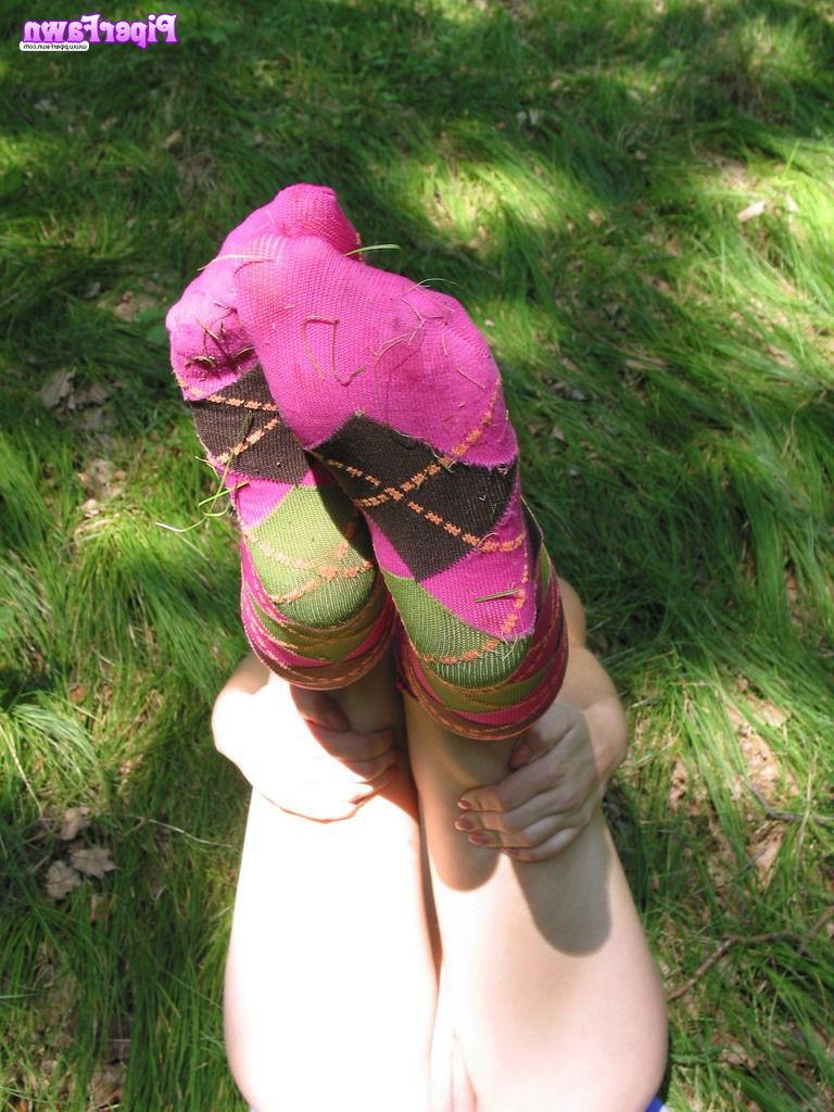 16P Busty redhead teen in socks in woods
