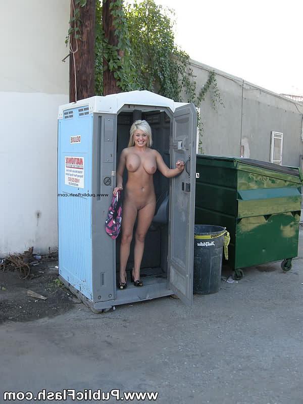 16P Busty blonde flashing tits and fingering her pussy in public