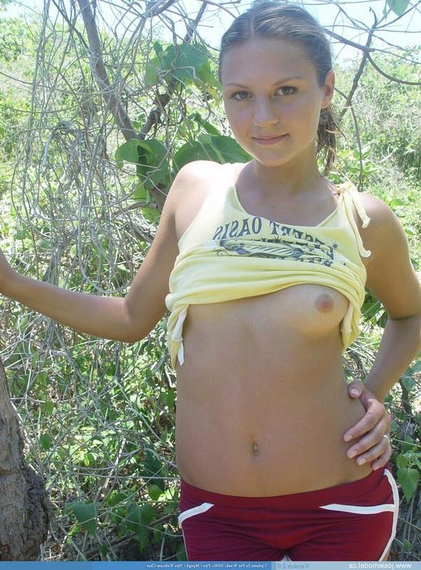 16P Topless teen girl outdoors