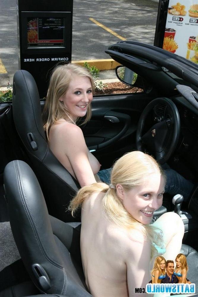 15P Two hot amateur girls getting topless in public
