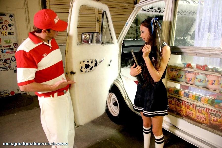 20P Teen holds fat man meat while she licks her popsicle treat