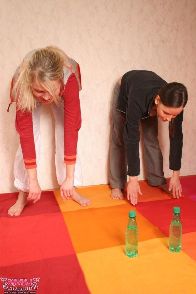15P Topless teen Lana exercising with her 18yo girlfriend
