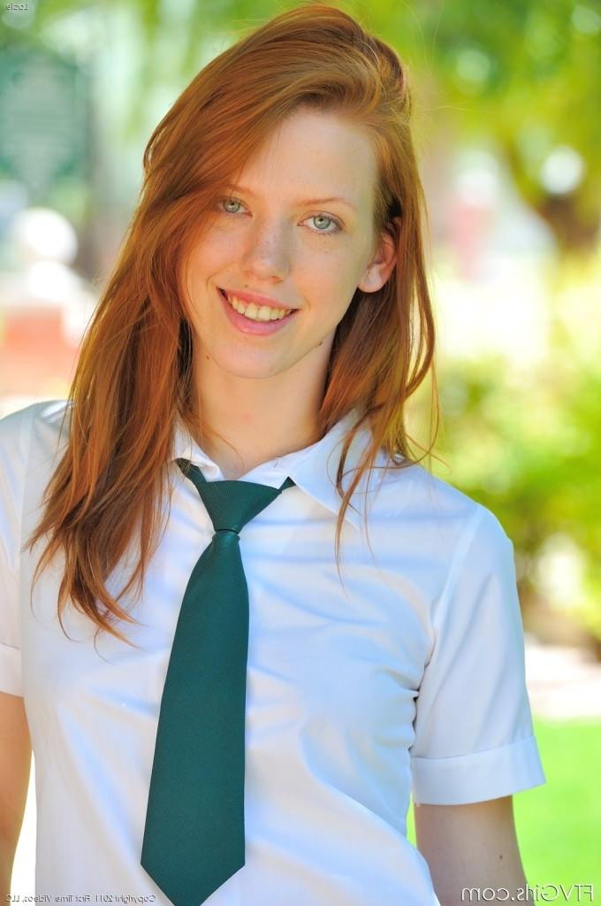 16P Nasty redhead teen with sexy long legs showing her hot pussy