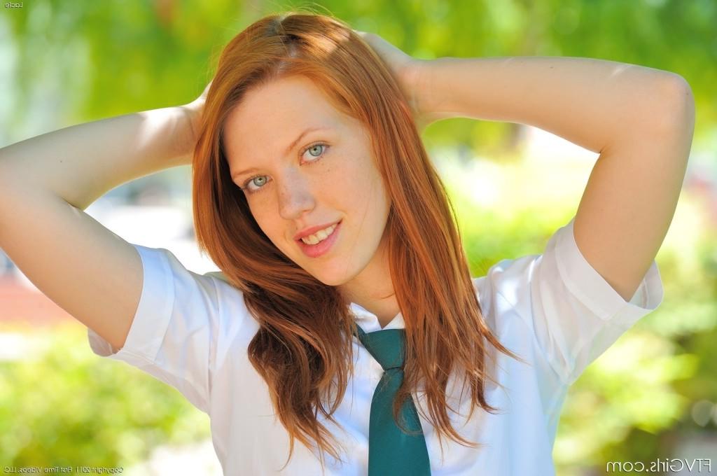 16P Nasty redhead teen with sexy long legs showing her hot pussy