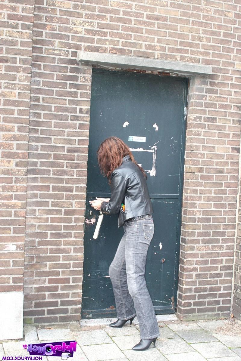14P Dirty brunette girl pleases a stranger his gloryhole cock