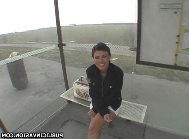 16P cutie with juggly juggs bends over and gets upskirt treatment