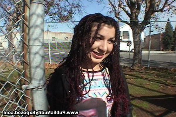 15P naughty latina college chick flashing in public