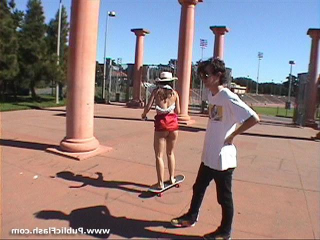16P latina chick flashing her naked pussy in public